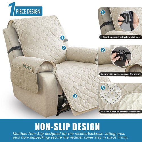 100% waterproof non-slip recliner sofa cover, stretch-strap recliner pet cover, - Picture 43 of 80