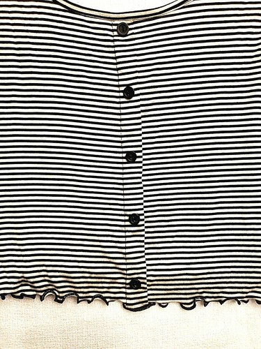 Gaze DTLA Striped Tank, Decorative Front Buttons, Ruffled Edge At Hemline Size L - Picture 2 of 6
