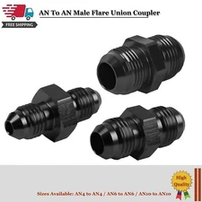 Black 4/6/10 AN Male To 4/6/10 AN Male Flare Coupler Fitting For Fuel/Oil Hose