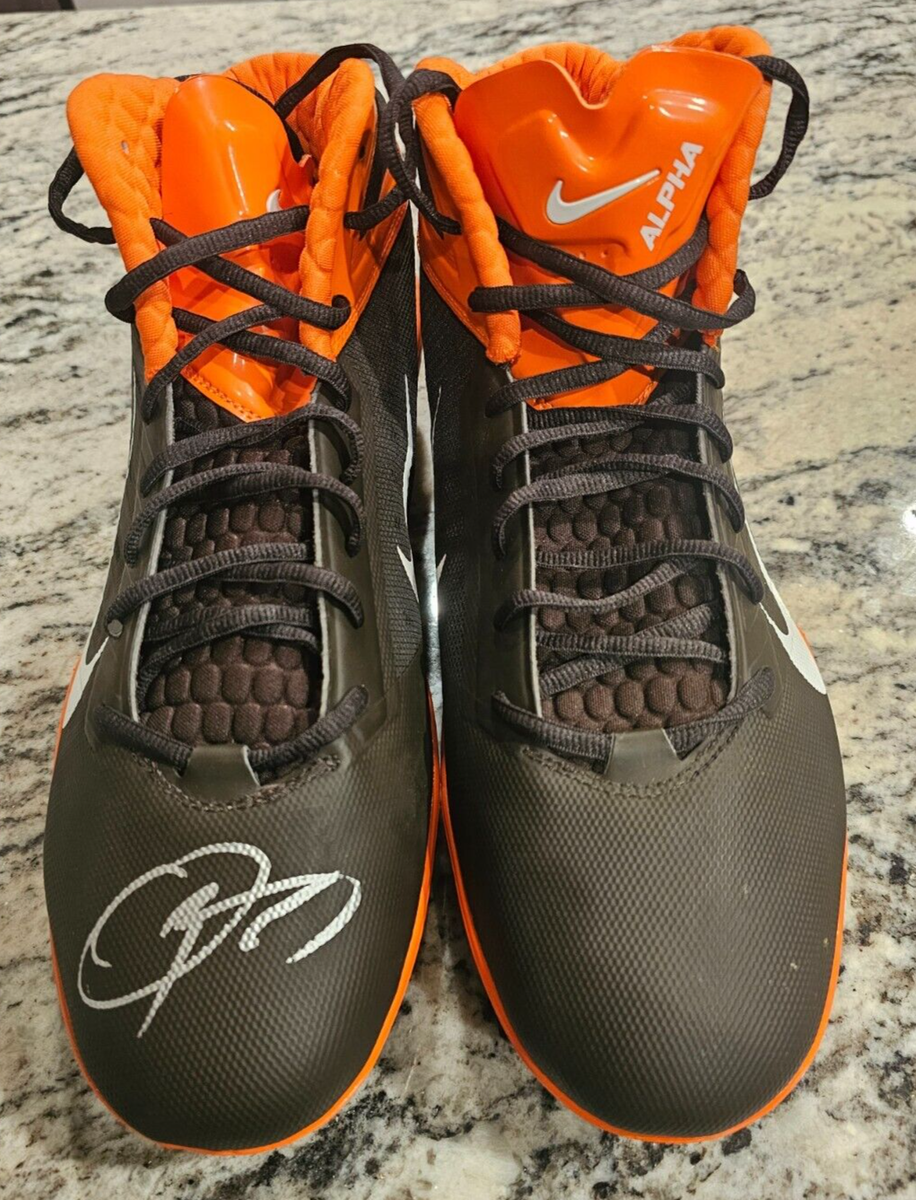 ODELL BECKHAM JR SIGNED AUTOGRAPH NIKE ALPHA CLEATS SIZE 15