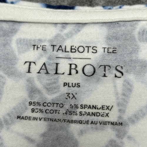Talbots Shirt Womens 3X Blue Tie Dye Print Tee Boho Beachy Stretch Party Festive - Picture 2 of 11