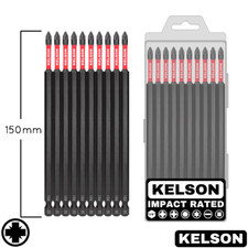 10 x PZ1 150mm Pozi 1 Impact Screwdriver Bits with Case Magnetic 1/4" KELSON
