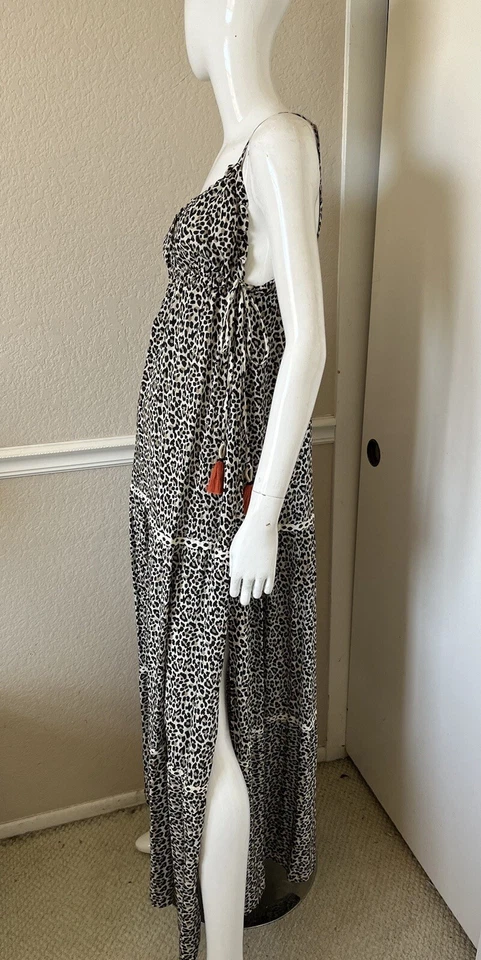 MAAJI ¡NUEVO! Maxi Vestido Estampado Animal Viscosa PHOEBE Corbata Lateral Cintura Imperio Talla S NUEVO Foto 4 de 4