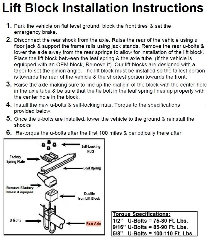 Kit de caída de 4" de eje trasero bloques de acero fabricados ubolts para camión de importación 1998-antiguo Foto 2 de 4