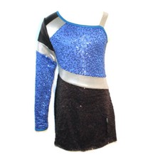 Balera Dancewear One Shoulder Sequin Leotard w/ Skirt Child Sz MC Dance Costume