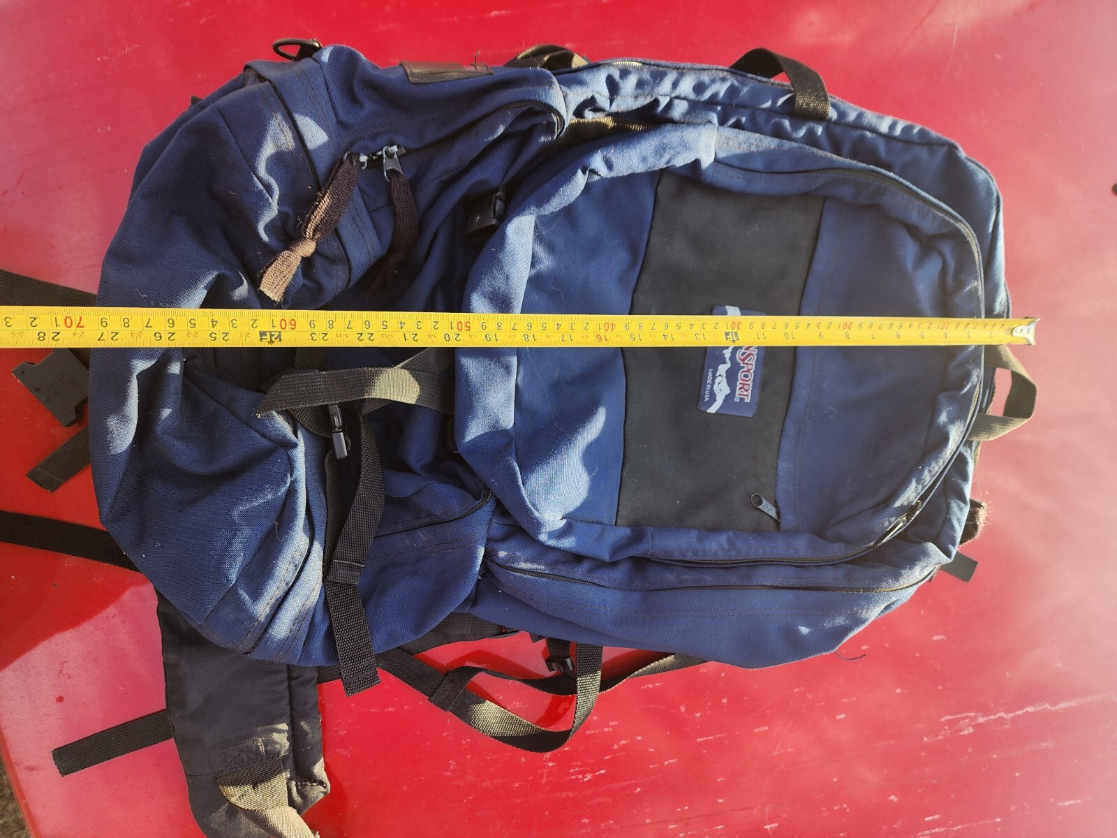 VTG 90s Jansport Backpack Stuff Sack USA Made Hiking Canvas Blue RARE image 5