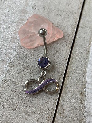 Purple Gem Infinity Dangle Belly Button navel Ring US Seller new