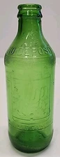 VINTAGE 1960’S 7UP SODA POP GREEN BOTTLE EMBOSSED 10 OZ ADVERTISING 