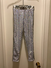 Double Platinum Performancewear Girl's Silver Sequin Pants Size Intermediate