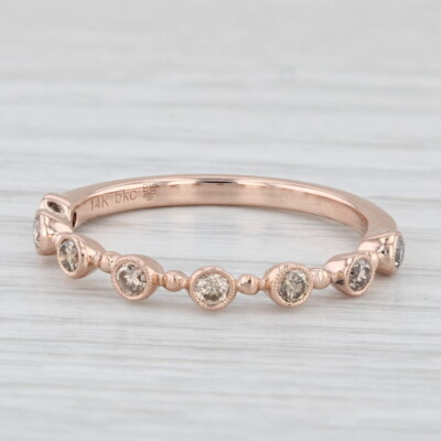 New Beverley K 0.20ctw Diamond Stackable Ring 14k Rose Gold Size 7 Wedding Band