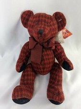 Russ Bears From the Past Nelly Plush 10 Inc Flannel Red Black Stuffed Animal Toy