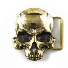 Skull Matte solid brass belt buckle, Dead head human skull solid belt buckle