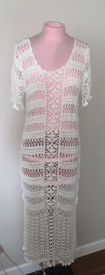 Crochet Lace Swim Suit Cover Up Cap Sleeve Tunic Open Weave Dress No Tag Small?