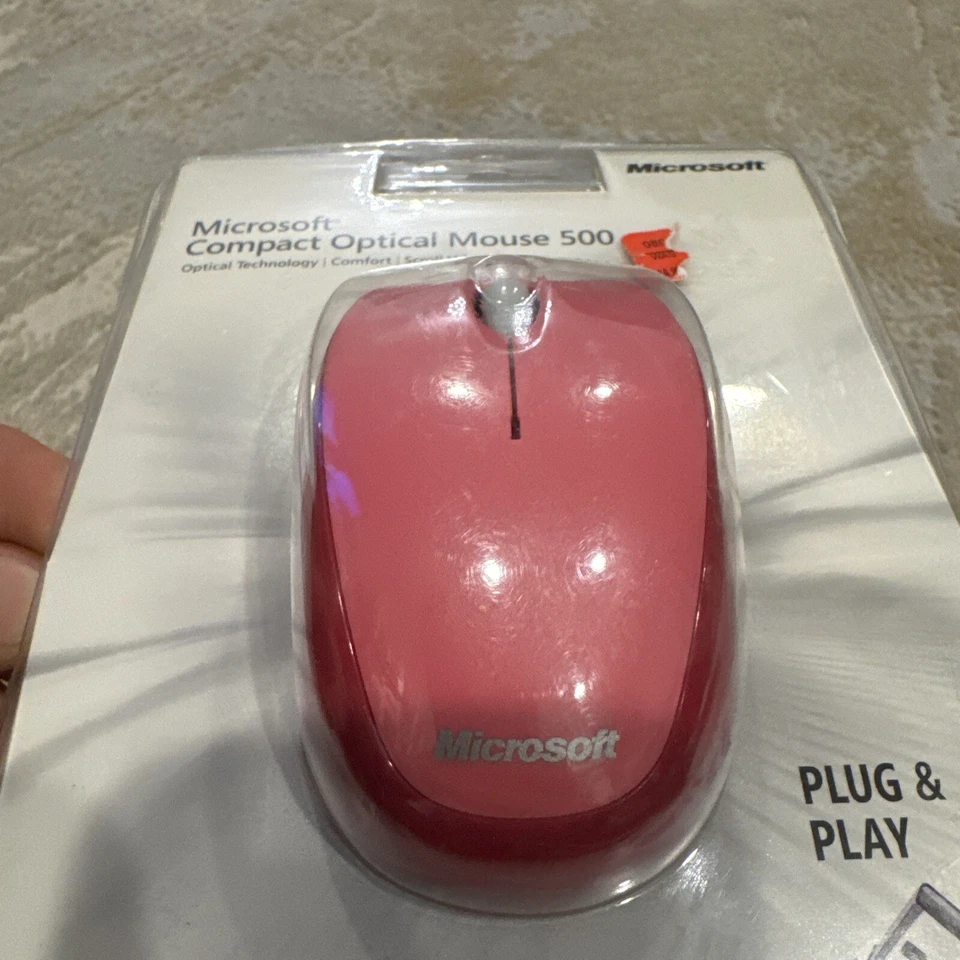 New Microsoft Compact Optical Mouse 500 Model 1344 Pink Factory Sealed - Image 3 of 4