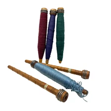 Antique Textile Mill Bobbin Spools - Set of 6