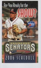 2006 HARRISBURG SENATORS POCKET SCHEDULE - RYAN ZIMMERMAN