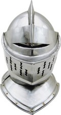 European Knights Helmet Wearable 18-Guage Steel Theater Cosplay Art Silver Color