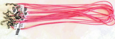 25 PINK 3mm WAXED COTTON CORD ROPE 24" Necklaces w Clasp Add Beads/Charms 