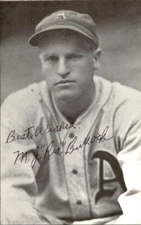 Red Bullock Athletics d. 1988 Signed 3x5 Repo Postcard 177995