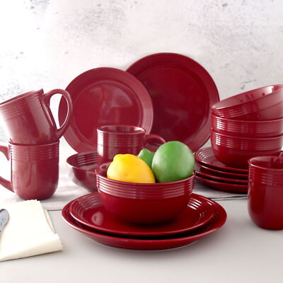Tableware Fall Dinnerware Walmart 16-Pieces Chiara Red Stoneware