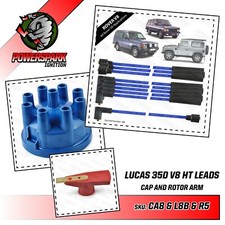 Range Rover V8 35D Blue Distributor Cap with Red Rotor Arm and Blue 8mm HT Leads