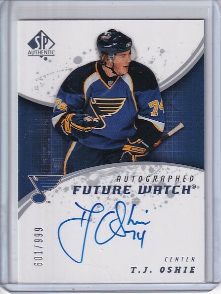 2008-09 SP Authentic Future Watch #243 T.J. Oshie RC AUTO /999 Capitals
