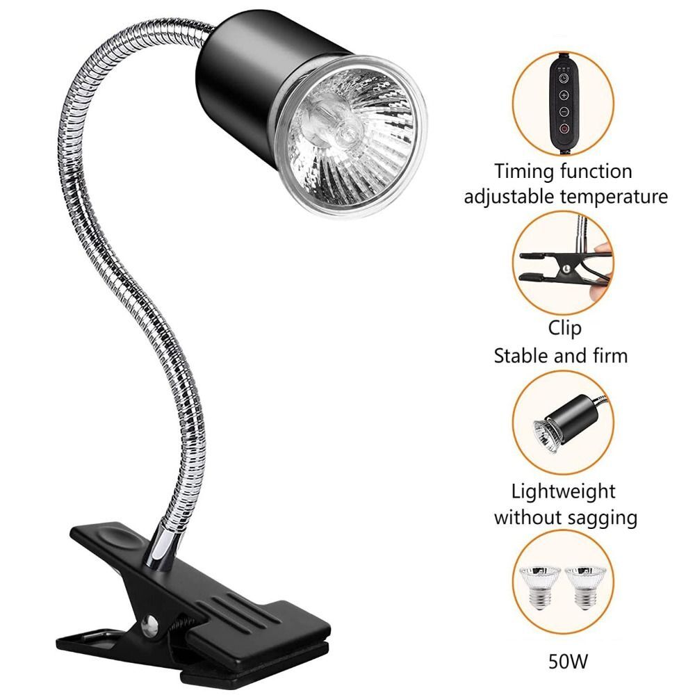 With 1 Bulb Aquarium Heat Lamp Adjustable Gooseneck Pet Heating Light