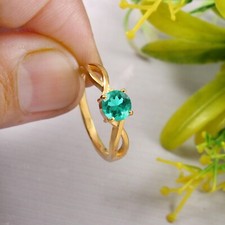 Colombian Emerald Ring Round Gemstone Ring Statement Ring Green Wedding Ring