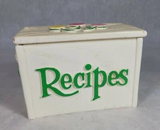 Vintage FTD Wooden Painted Recipe Box Floral 6" x 3.75" Storage 1985