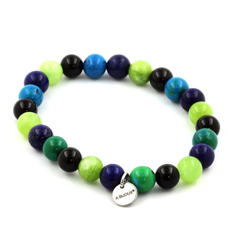 Bracelet Perles Fait Main Azurite, Lapis Lazuli, Chrysocolle - Sur Mesure Homme/femme, Sans Fermoir