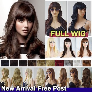 Thick Long Hair Synthetic Daily Wigs Full Wiglet Neat Bangs Fringes