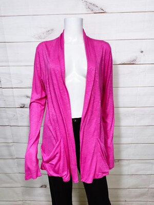 Calvin Klein Womens Open Front Cardigan Size M Pink Pockets Long Sleeve Top  - Main Image