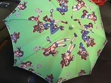 Vintage West Lake Brand Umbrella, Made in China, Green W/Girl Sports, Small