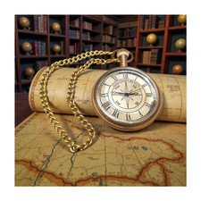 Vintage Brass Compass Pocket Watch Nautical Steampunk Pendant