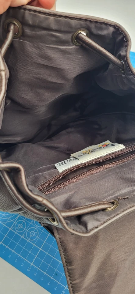 Mochila Bolso de Mano Vintage Disney World Winnie The Pooh Marrón Vinilo Bordado Foto 4 de 4