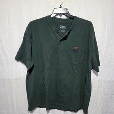 Wrangler Riggs Workwear Mens XXL Green Short Sleeve Henley Pocket T-Shirt