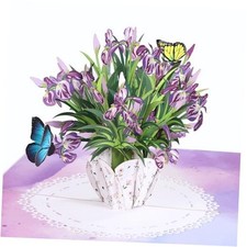 Iris Bouquet Flowers 3D Pop Up Birthday Card for Women, Wife, Ideal Iris flower