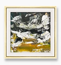 Viking Coast Storm Swell Painting Abstract Moody Nordic Wave Textured Artwork 6”