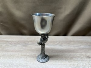 Vintage Pewter Mythical Magic Of Love Crystal Ball Wizard Chalice Goblet Signed