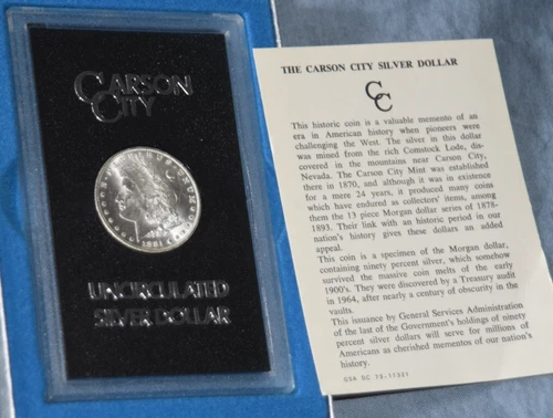 1881 CC Morgan Silver Dollar GSA Coin BU W/ Box & Papers