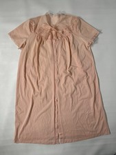 Vintage Lorraine Nightgown Sheer Shift Sleeves Tie Large 40-42 Soft Nylon Peach
