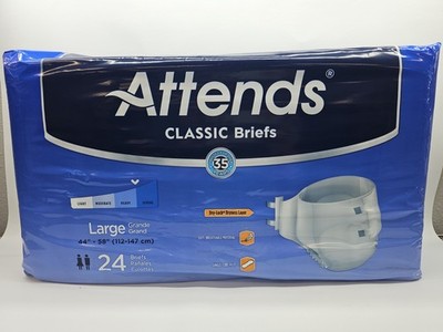 24 Pk. Attends Classic Briefs Large 44''-58'' Heavy to Severe BRB30