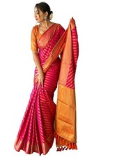 Women  s Soft Lichi Silk Banarasi Saree Pink Jacquard Zari Woven With Blouse