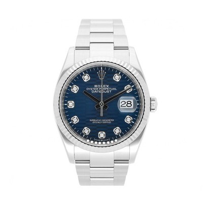 ROLEX DATEJUST 36 REF. 126234 BLUE MOTIF DIAL FACTORY DIAMONDS STAHL/WEISSGOLD..