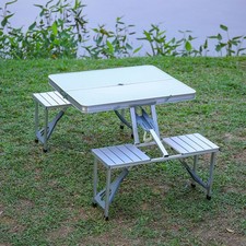 FOLDING CAMPING TABLE CHAIR ALUMINIUM PICNIC PORTABLE ADJUSTABLE PARTY BBQ