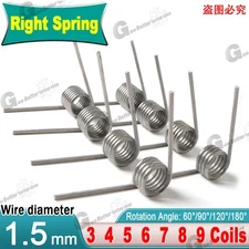 Torsion Spring (pack of 10), 1.5mm wire diameter, 8mm - 16mm OD, Right spring