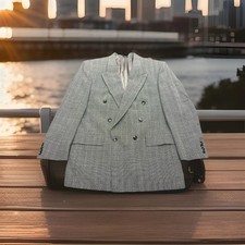Vintage Sport Coat Austin Reed Tweed Wool 41R Windowpane Check Grey