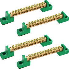 4 Pack 12 Position Grounding Bus Bar Terminal Block, Electrical Ground Bus Ba...