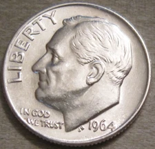 SELLING AS SHOWN - 1964 P ROOSEVELT DIME *** 90% SILVER *** 389