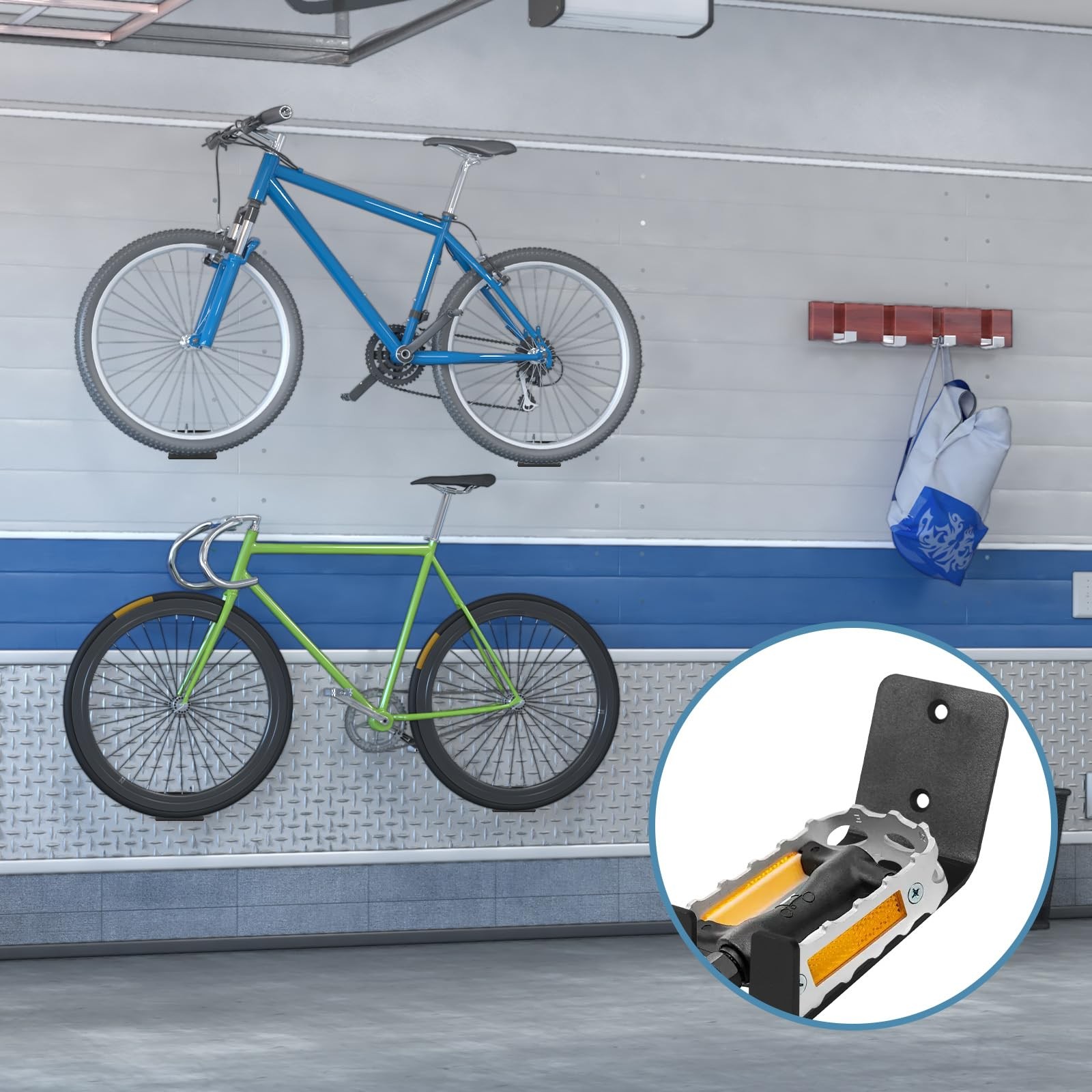 3 Pack Bike Wall Mount Bike Pedal Hanger Wall Mount Bike Hangers Heavy Duty f...